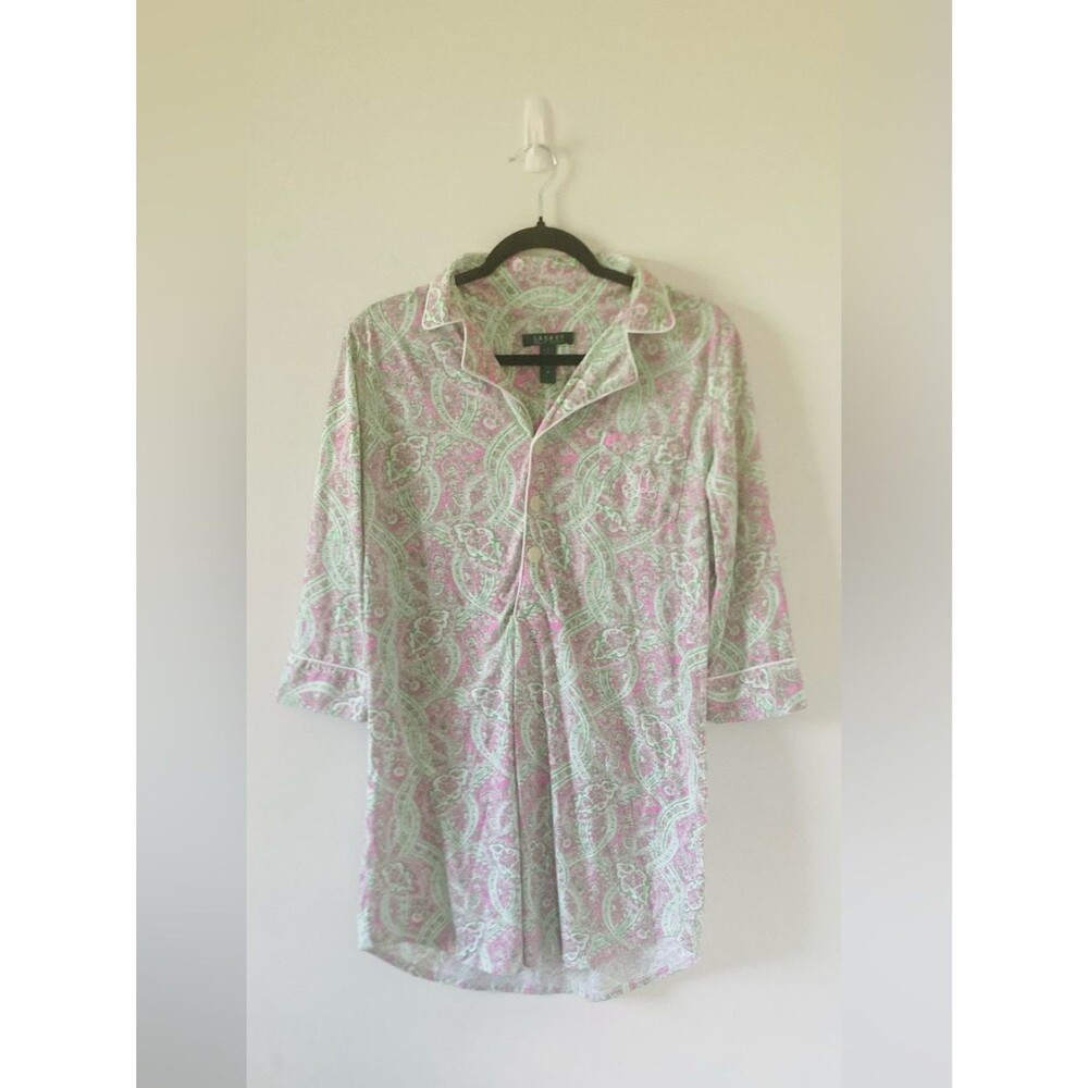 Lauren Ralph Lauren Paisley Long Sleep Top Size M; Preppy, Cottagecore, Grandma